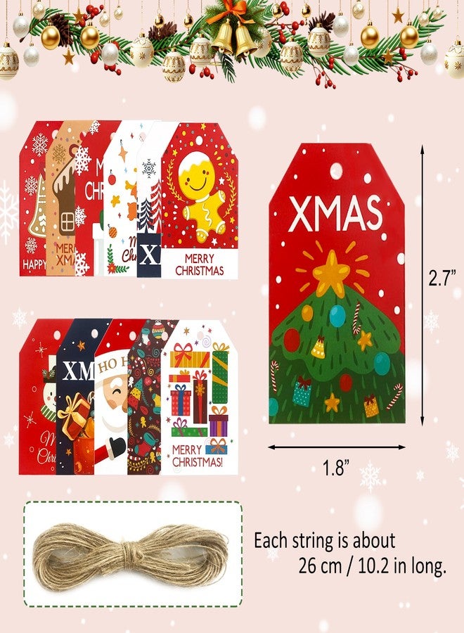 Quacc 48 PCS Xmas Gift Tags Christmas Labels with Jute String Christmas Name Tags for Presents Wrapping and Tree Decoration (12 Styles) - Image 2